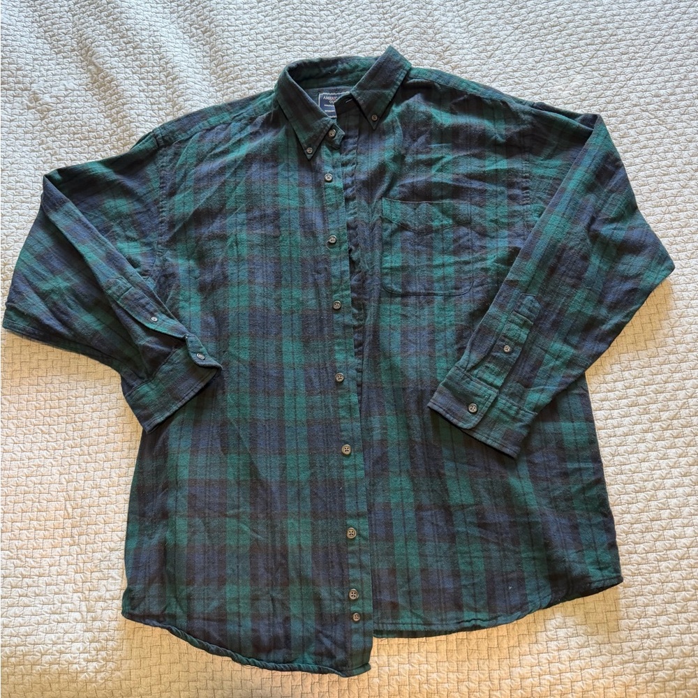 NWT Y2K American Eagle Green Blue Button Down Shirt Size XL